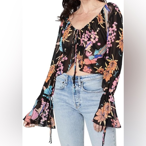 Free People Tops - FREE PEOPLE WOMEN’S OF PARADISE TOP BLACK COMBO-SIZE X-SMALL